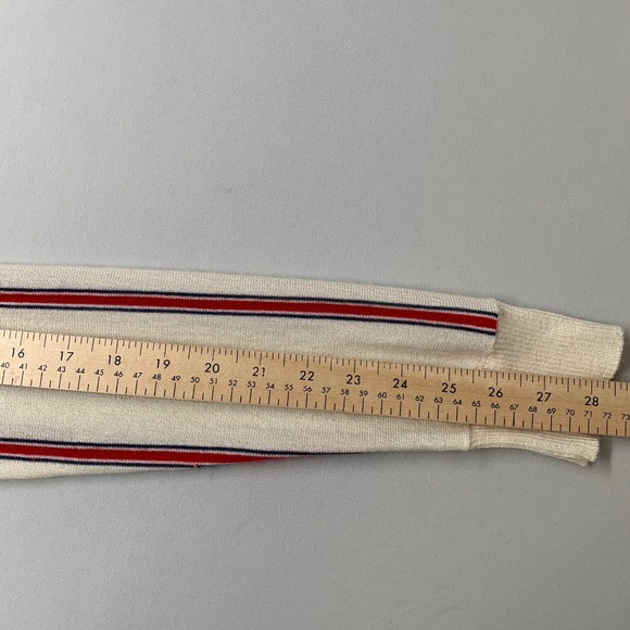 Madelein Thompson Women Sweater L Cream Red Stripe Cashmere Silk Crewneck - Picture 8 of 12